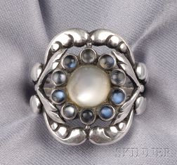 Sterling Silver and Moonstone Ring, Georg Jensen
